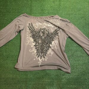 Jnco Women's Brown and Grey T-shirt